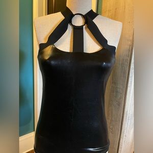 ELECTRIC YOGA Black Widow Faux Leather Look Tank Top Women’s Size M 🖤⚡️🖤